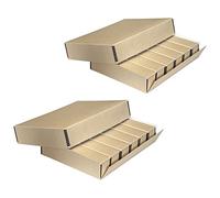 Lineco, Archival Slide Storage Box 15.5"x11.5"x3", with 6 Cases, Pack of 2 | Acid-Free Metal Edge Organizer, Drop Front Design, Holds Up to 840 Slides, Films, Negatives, Photos and Cards