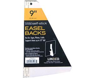 LINECO Self-Stick Chipboard Easel Backs-White Single-Wing 9", 5 Pack, OSFA