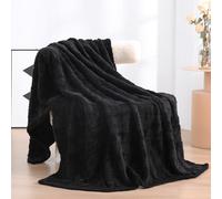 Linecooo Black Fleece Throw Blanket 50”×60” for Couch Sofa Bed,Super Soft Cozy Plush Microfiber Flannel Blanket with 3D Checkered Design Lightweight for Adults,Woman,Girls