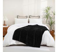 Linecooo Black Fleece Throw Blanket 60”×80” for Couch Sofa Livingroom | Super Soft Cozy Plush Microfiber Flannel Bed Blanket Striped Design Lightweight Home Decor Gifts for Adults Mom Women
