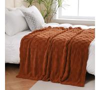 Linecooo Burnt Orange Fleece Throw Blanket 108”×90” for Couch Sofa Bed,Super Soft Cozy Plush Microfiber Flannel Blanket with 3D Checkered Design Lightweight for Adults,Woman,Girls