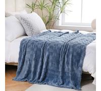 Linecooo Dusty Blue Fleece Throw Blanket 60”×80” for Couch Sofa Bed,Super Soft Cozy Plush Microfiber Flannel Blanket with 3D Checkered Design Lightweight for Adults,Woman,Girls