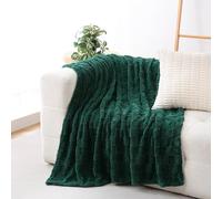 Linecooo Green Fleece Throw Blanket 50”×60” for Couch Sofa Bed,Super Soft Cozy Plush Microfiber Flannel Blanket with 3D Checkered Design Lightweight for Adults,Woman,Girls