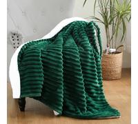 Linecooo Green Sherpa Fleece Throw Blanket 60”×80” for Couch Sofa Bed,Double Side Soft Fuzzy Cozy Plush Thick Flannel Blanket with Striped Design,Gift for Adults,Woman,Girls