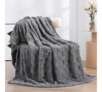 Linecooo Grey Fleece Throw Blanket 50”×60” for Couch Sofa Bed,Super Soft Cozy Plush Microfiber Flannel Blanket with 3D Checkered Design Lightweight for Adults,Woman,Girls