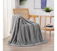 Linecooo Grey Fleece Throw Blanket 60”×80” for Couch Sofa Bed,Super Soft Cozy Plush Microfiber Flannel Blanket with Stripes Design Lightweight for Adults,Woman,Girls
