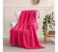 Linecooo Hot Pink Fleece Throw Blanket 50”×60”Checkered Design for Couch