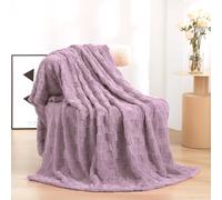 Linecooo Light Purple Fleece Throw Blanket50”×60”Checkered Design for Couch