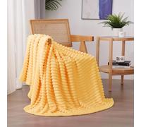Linecooo Light Yellow Fleece Throw Blanket 50”×60” for Couch Sofa Bed,Super Soft Cozy Plush Microfiber Flannel Blanket with Stripes Design Lightweight for Adults,Woman,Girls