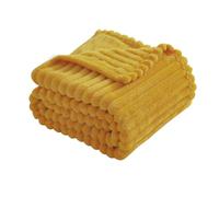 Linecooo Mustard Yellow Fleece Throw Blanket 50”×60” for Couch Sofa Bed,Super Soft Cozy Plush Microfiber Flannel Blanket with Stripes Design Lightweight for Adults,Woman,Girls