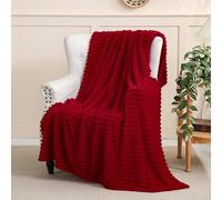 Linecooo Red Fleece Throw Blanket 50”×70” for Couch Sofa Bed,Super Soft Cozy Plush Microfiber Flannel Blanket with Stripes Design Lightweight for Adults,Woman,Girls