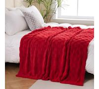 Linecooo Red Fleece Throw Blanket 60”×80” for Couch Sofa Bed,Super Soft Cozy Plush Microfiber Flannel Blanket with 3D Checkered Design Lightweight for Adults,Woman,Girls