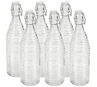 (Lined, 6) 1 3 6x 1L Water Glass Glass Swing Lid Drink Bottle