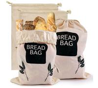 Lined Bread Bags for Homemade Bread, 2 Pcs 35x49.5cm Eco Linen Storage Bags, Unbleached Linen Reusable Food Storage