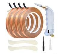 Lined Copper Foil Tape, 4 Rolls Black-Backed 3/16 Inch Wide Foil Tape With Pistol-Grip Glass Cutter and scrapers For Stained Glass And Crafts