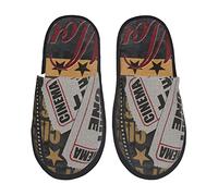 Lined House Shoes Whimsical Circus Theatre Ticket Admit One Movie Indoor Slipper Fluffy Lined House Slippers Soft Cotton Slippers For Bedroom, Women, Spa L