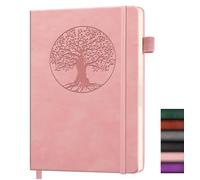 Lined Journal Notebook, A5 Leather Vintage Journals for Writing, 288 Pages College Ruled Notepad for Women Men, Vegan Leather Daily Notebook for Work, School, Travel, Note Taking(Tree of Life, Pink)