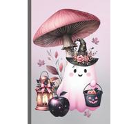 Lined Journal Notebook: Cute Cover Illustration Of a Ghost and Mushroom