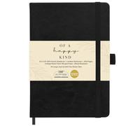 Lined Leather Bound Journal Notebook, A5 Hardcover - Black 5.8x8.3" - Thick 300 Pages College Ruled Paper Journals for Men and Women - Personal and Professional Note Book for Writing & Journaling