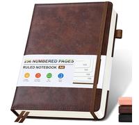 Lined Leather Journal Notebook for Men Women, Hardcover Journals with 256 Numbered Pages, A4 Journaling Notebooks for Writing, 100GSM Thick Ruled Paper for Business Work School 8.5"×11", Brown