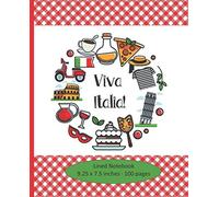 Lined Notebook: 9.25" x 7.5" - 100 pages - Italy, Italian theme