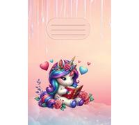 Lined notebook, blank journal with dotted center line, handwriting paper 120 blank pages, 6x9 in format, unique glossy cover with cute unicorn, for ... notebook, for students and preschoolers