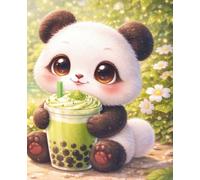 Lined Notebook: Cute Panda with Green Bubble Tea: 7.5 x 9.25 Inches | 100 Ruled Pages | Beautiful Full Wraparound Cover | Perfect for Writing, Journaling, Notes & Everyday Use