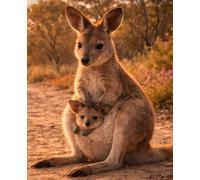 Lined Notebook - Kangaroo and Joey Sunset: Australian Wildlife Journal for Writing, Notes and Creative Thoughts
