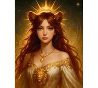 Lined Notebook: Leo Zodiac Girl and Golden Lion: 8.5 x 11 Inches | 100 Lined Pages | Matte Cover | Beautiful Full Wraparound Cover | Perfect for Writing, Journaling, Notes & Everyday Use