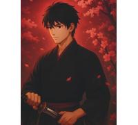 Lined Notebook: Young Swordsman Under the Crimson Moon: 8.5 x 11 Inches | 100 Lined Pages | Matte Cover | Beautiful Full Wraparound Cover | Perfect for Writing, Journaling, Notes & Everyday Use