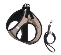 Lined Parisian Coffee Eiffel Tower Print Pet Vest Harnesses Leash Set Reflective Puppy Vest Dogs Walking Training Dog Harness