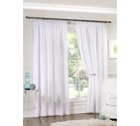 Lined Pencil Pleat Voile Curtain Pair in White - Width 66 x Drop 72 (168 x 183cm) - Emma Barclay | TJ Hughes