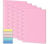 Lined Refill Paper 100 Sheet A5 Coloured for Filofax, 8 Punched Holes Loose-Leaf Refillable Lined Paper, A5 Binder Inserts Notebook Refills for Planner Travel Record