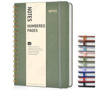 Lined Spiral Journal Notebook, A5 Hardcover Spiral Journals for Women Men, 150 Numbered Pages Spiral Bound Notebook, 100 GSM College Ruled Notebooks for Writing Note Taking 5.75" x 8.38", Sage Green