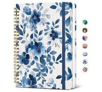 Lined Spiral Journal Notebook for Women, Pretty College Ruled Notebook for Work & Note Taking, A5 Hardcover Journal for Writing, Cute Aesthetic 140 Pages, Watercolor Petal