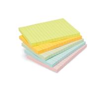 Lined Square Sticky Notes 10.16 x 15 cm Assorted Colours Pack of 5