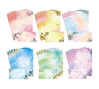 Lined Stationary Paper and Envelopes Set A4 Size Floral Bird Watercolor Stationary Set with Lined Letter Writing Paper - 48 Sheets + 24 Envelopes