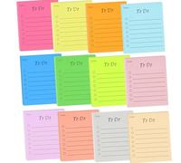 Lined Sticky Notes, 12 Pack Fluorescent to Do List Post It Notes Pack with Strong Adhesive, Color Coded Notes for Office School Home Planner Accessories (504 Sheets, 9 x 7,6 cm)