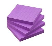 Lined Sticky Notes 3x3 Sticky Notes with Lines Self-Stick Notes Bright Color 4 Pads 90 Sheets/Pad (Purple)