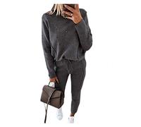 Lined Tracksuit for Women, Ladies Loungewear Sweatshirt and Bottom Set 2 Pieces Casual Pantsuit Leisure Suit S-2XL