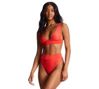 Lined Up Remi Plunge Bikini Top in Bright Poppy