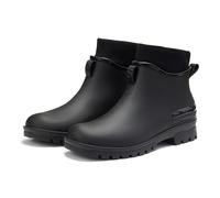 Lined Wellington Boots Women's Waterproof Couples Fashion Rain Season Tube Mouth Solid Colour Rain Shoes Thick Rainproof Non-Slip Rain Boots Trainers Shoes Women 39-42 Funny, black, 6 UK