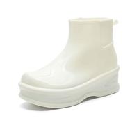 Lined Wellington Boots Women's Waterproof Durable Rain Shoes for Women, Thick Sole for Rainy Days, Perfect for Outdoor Activities, Stylish Comfortable Shoes Women's Heel 33, White, 4 UK