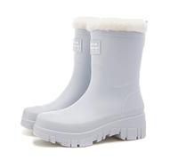 Lined Wellington Boots Women's Waterproof Rain Season Tube Mouth Plain Rain Shoes Thick Rainproof Non-Slip Rain Boots Shoes Women Colour, blue, 8.5 UK