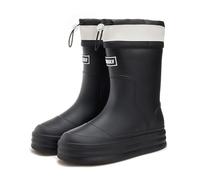 Lined Wellington Boots Women's Waterproof Women's Rain Shoes Outerwear Hundred Harness Mouth Padded Lined Thick Bottom Comfortable Non-Slip Kitchen Blue Shoes Women Wedding, black, 8.5 UK
