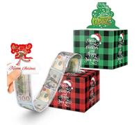 Linelglobal Christmas Money Box for Cash Gift, Pull Money Box for Surprising Gift, Kids or Adults Cash Gift Wrap Box 2 Pcs