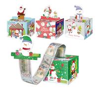 Linelglobal Christmas Money Box for Cash Gift Pull Out, Christmas Money Holder for Kids Adults 4 Pack