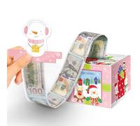 Linelglobal Christmas Money Box for Cash Gift Pull Out, Christmas Money Holder for Kids Adults - Pink