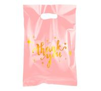 Linelglobal Pink Plastic Thank You Bag for Small Business 7.8x11.8 Plastic Shopping Bag with Handle for Store Retail