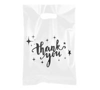 Linelglobal White Plastic Thank You Bag for Small Business 7.8x11.8 Plastic Shopping Bag with Handle for Store Retail